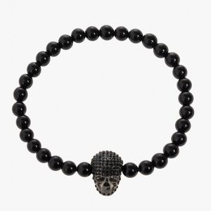 Alexander McQueen Pavé Skull Beaded Bracelet in Black